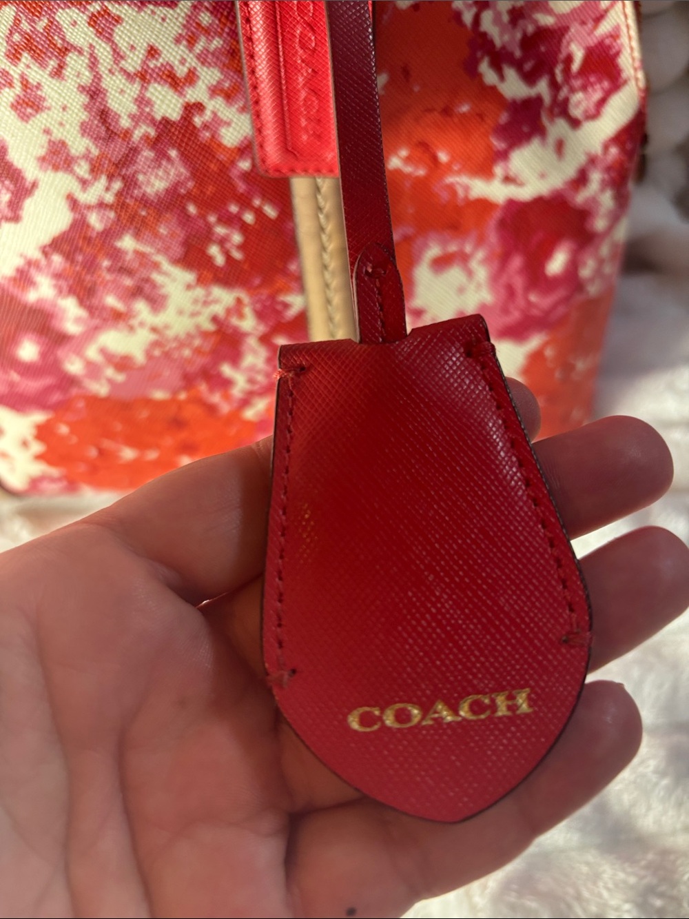 Vintage Coach Peyton Floral Cora Domed Purse Handbag F31341  Red Pink White - Picture 4 of 12